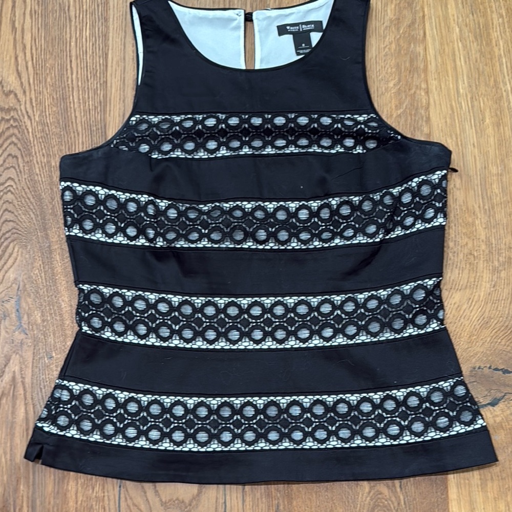 White House Black Market Black Sleeveless Fitted Tank Top